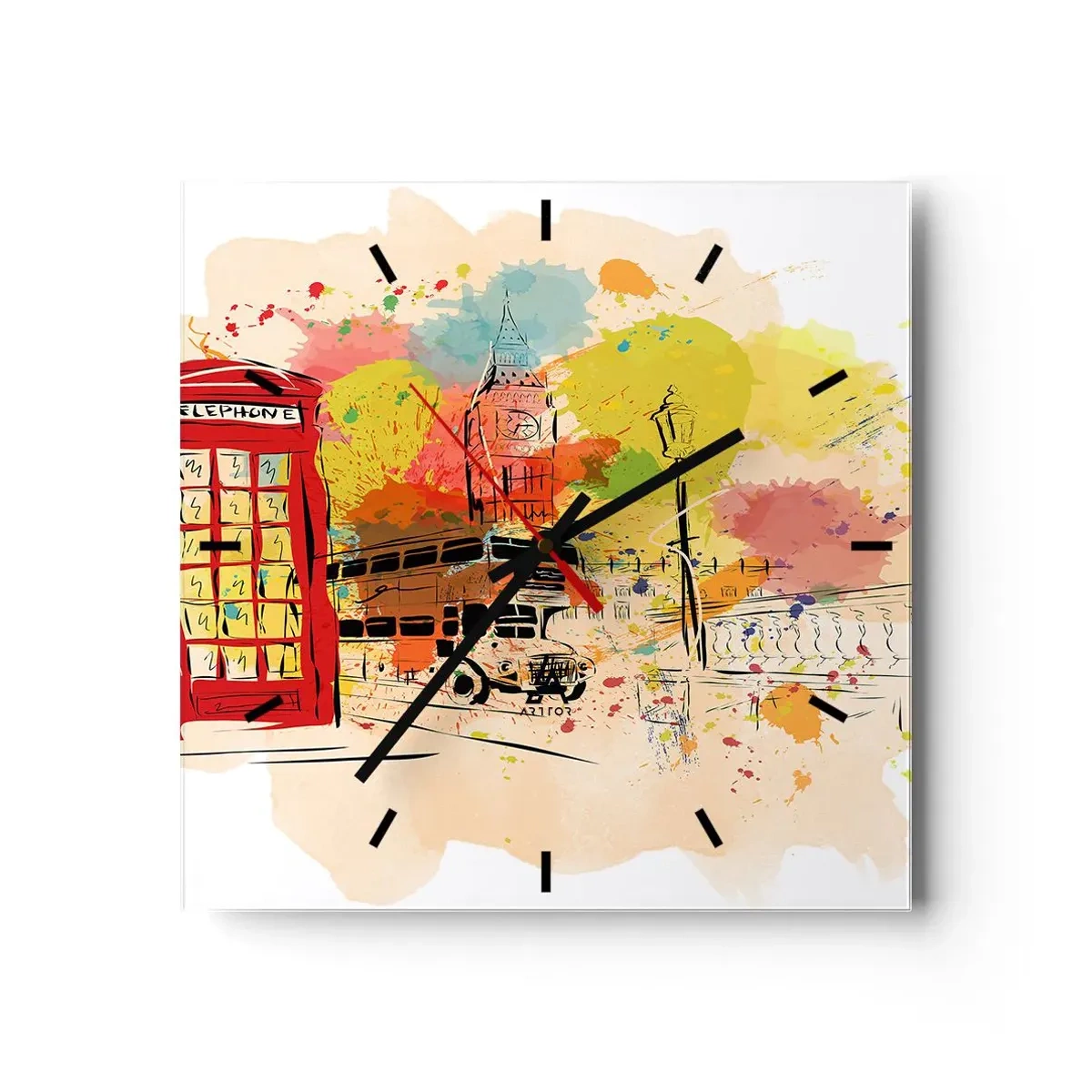 Wall clock - Clock on glass - City of Diversity - 40x40 cm
