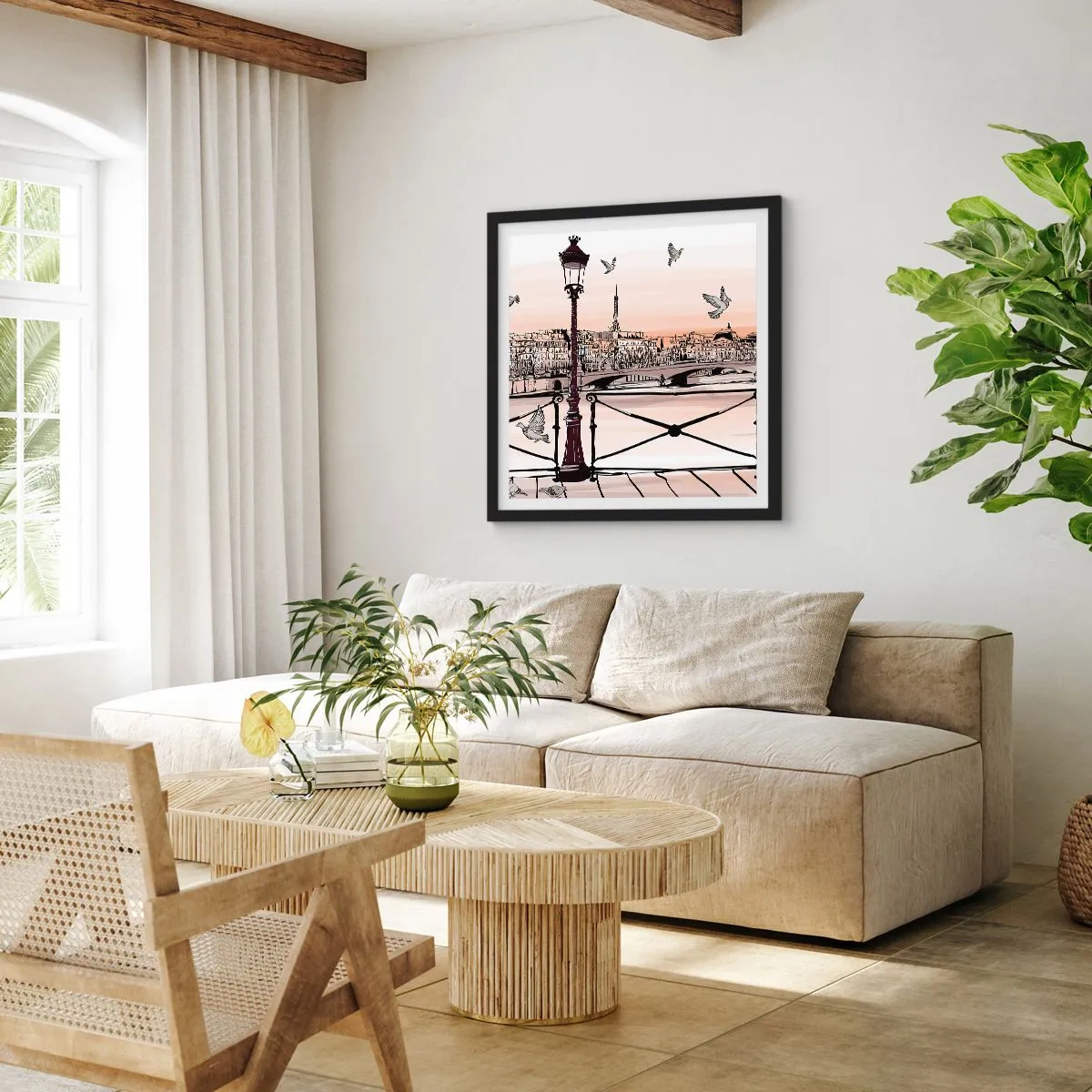 Poster in black frame - Over the Roofs of Paris - 60x60 cm