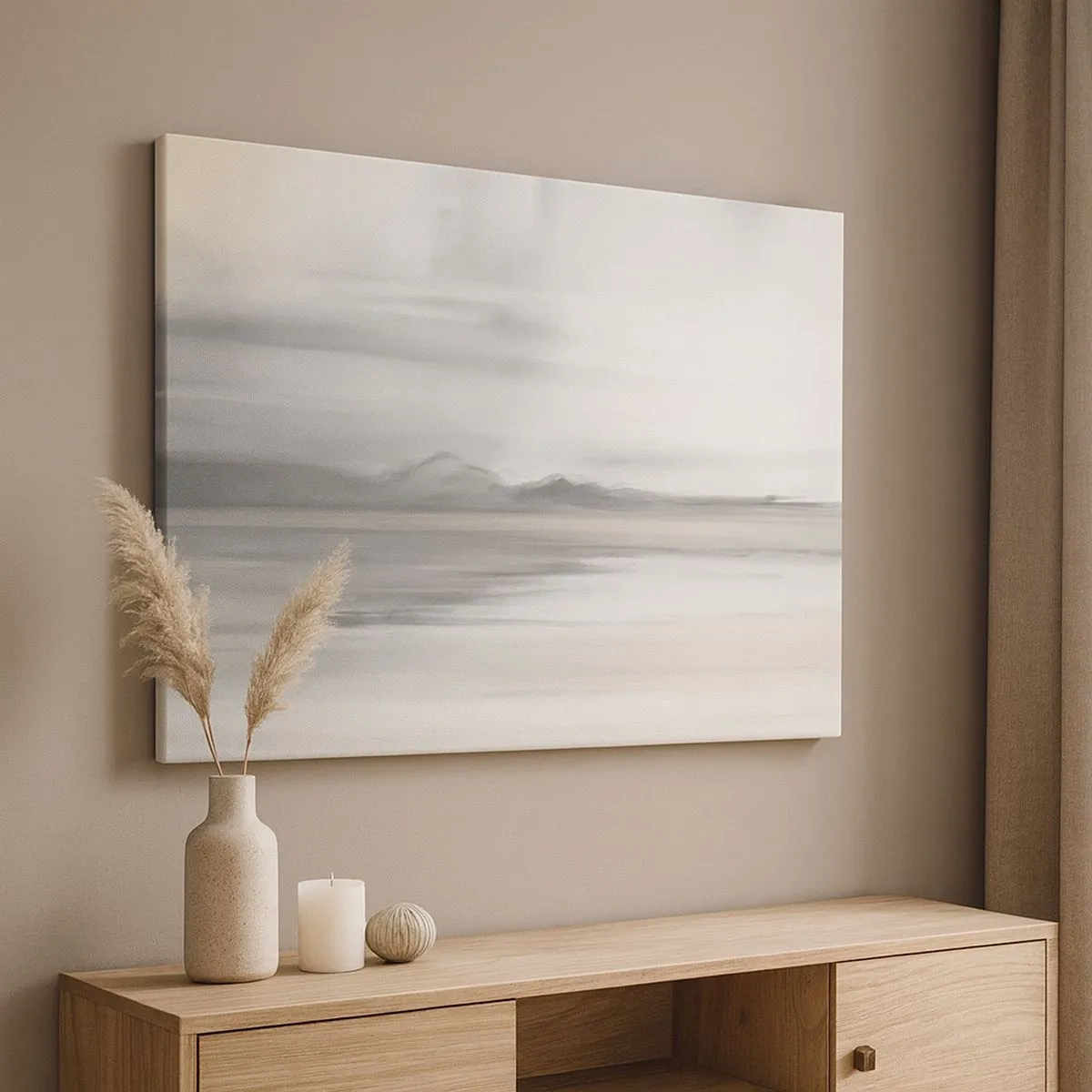 Canvas picture - A subtle landscape in shades of gray and beige - 70x50cm - Thoughtful Distance - Modern wall decoration for the living room and bedroom ARTTOR