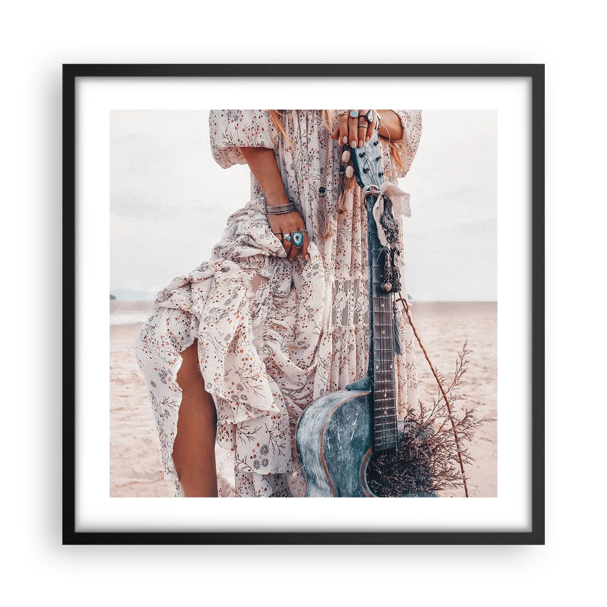 Poster in black frame - Flower Chidlren on their Way - 50x50 cm