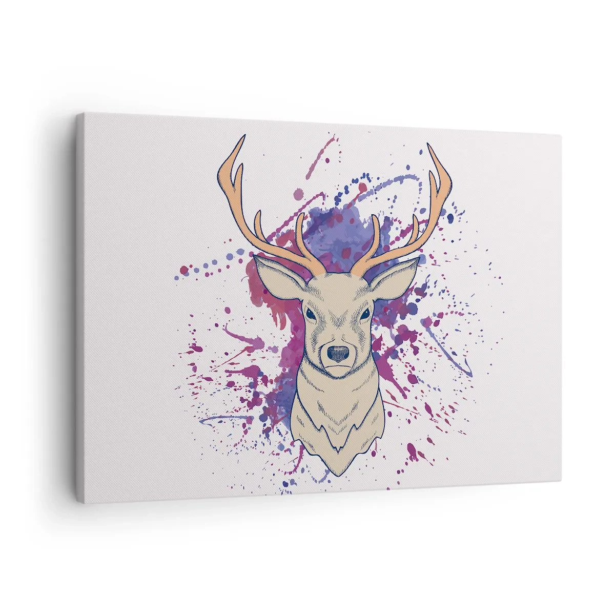 Canvas picture - Portrait of a deer with abstract spots in the background - 70x50cm - Courage and Balance - Modern wall decoration for the living room and bedroom ARTTOR