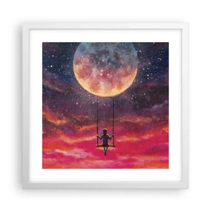 Poster in white frmae - Swinging in the Clouds - 40x40 cm