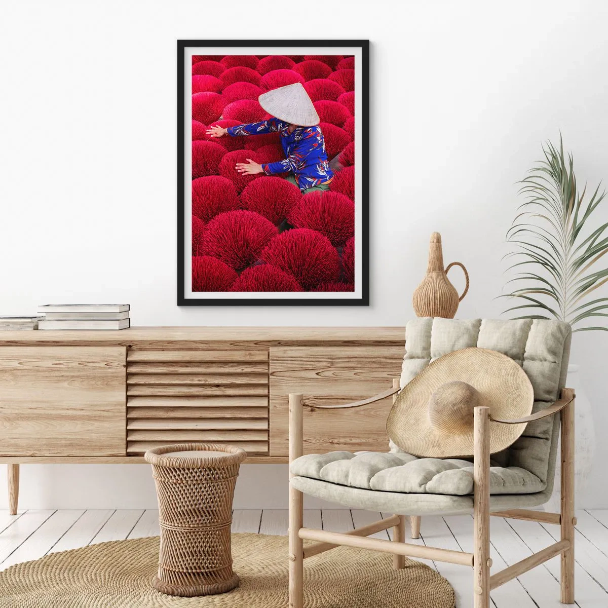 Poster in black frame - In the Rice Field  - 40x50 cm