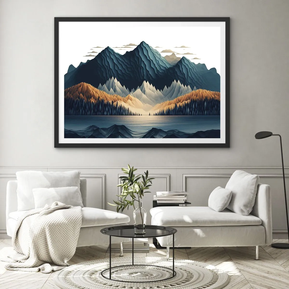 Poster in black frame - Perfect Mountain Landscape - 100x70 cm