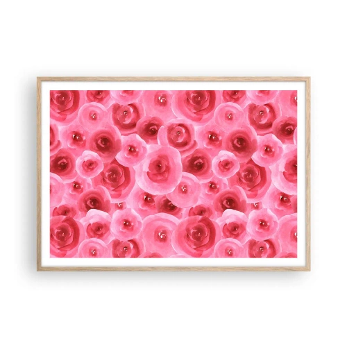 Poster in light oak frame - Roses at the Bottom and at the Top - 100x70 cm