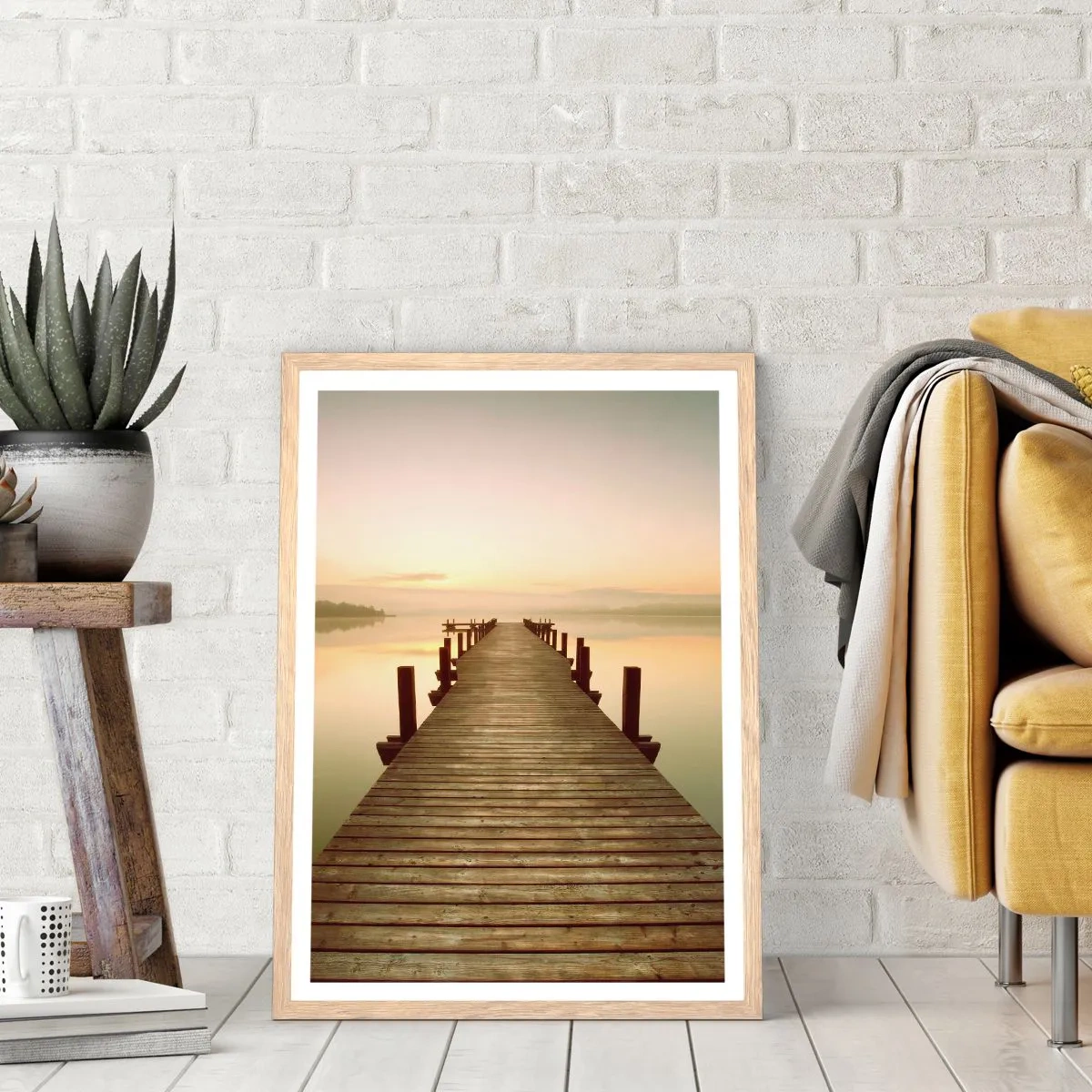 Poster in light oak frame - Before Dawn, Dawn, Light - 50x70 cm