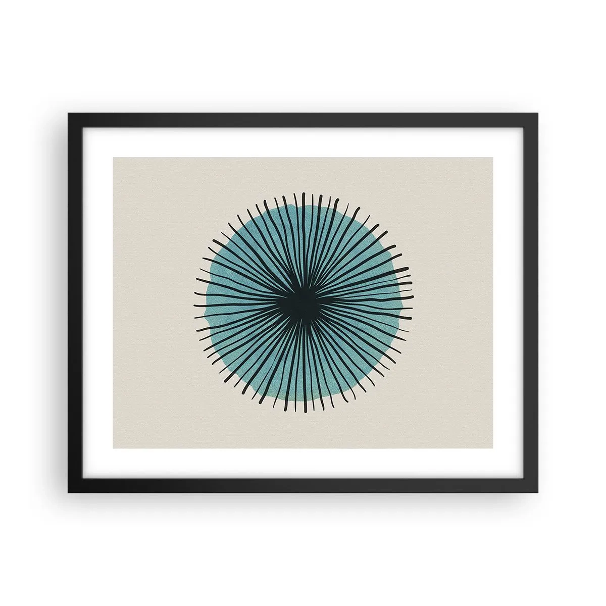 Poster in black frame - Rays on Blue - 50x40 cm