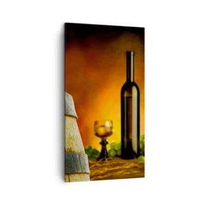 Canvas picture - Still Life with a Bottle of Wine and a Bunch of Grapes - 45x80 cm