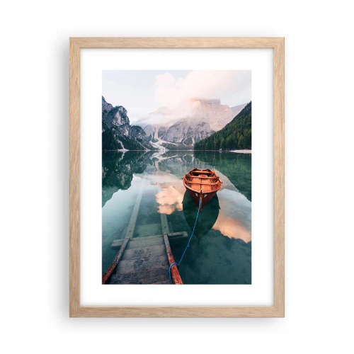 Poster in light oak frame - Peaceful Dream of the Mountains - 30x40 cm