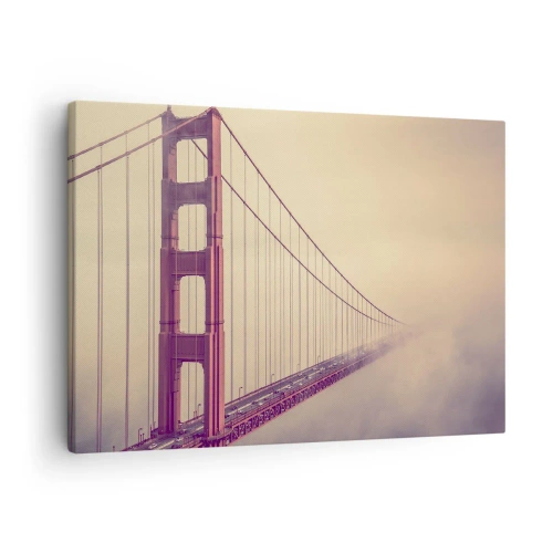 Canvas picture - A bridge in the fog in pastel shades, a symbol of elegance and peace - 70x50cm - Between Heaven and Earth - Modern wall decoration for the living room and bedroom ARTTOR