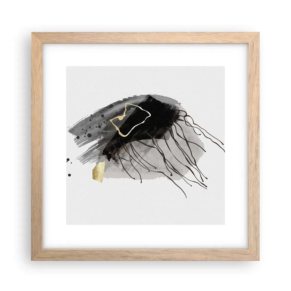 Poster in light oak frame - In Black and Gold - 30x30 cm
