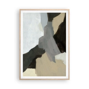 Poster in light oak frame - Abstract: Crossroads of Grey - 70x100 cm