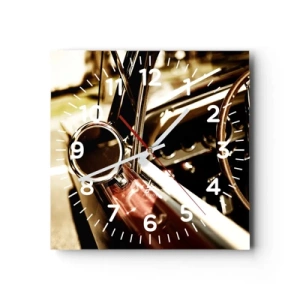 Wall clock - Clock on glass - Car with a Soul - 40x40 cm
