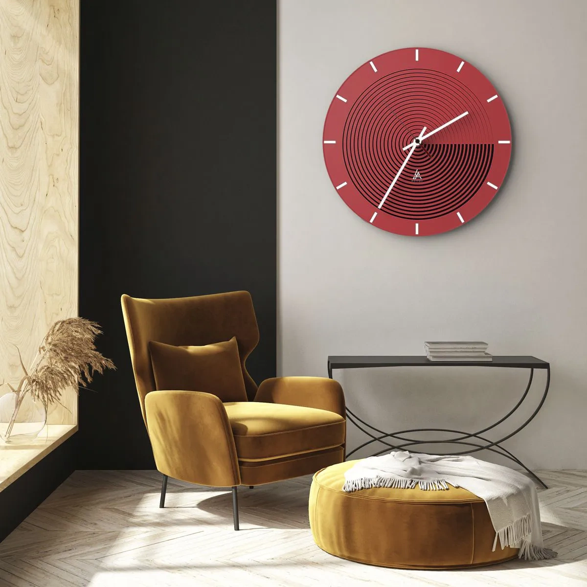 Wall clock - Clock on glass - Circular Movement - 30x30 cm