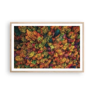 Poster in light oak frame - Bouquet of Autumn Flowers - 91x61 cm