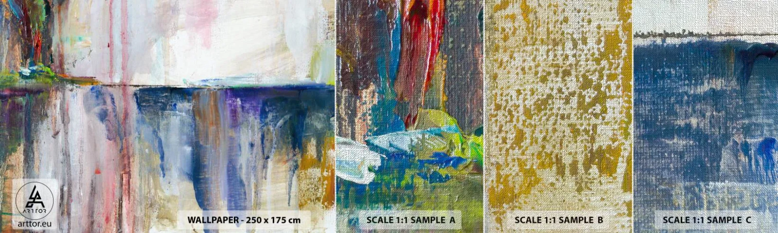 Photo Wallpaper Sample Premium Canvas - Colourful Impressions an Associations - Abstraction, Piece, Painting - 100x30 cm