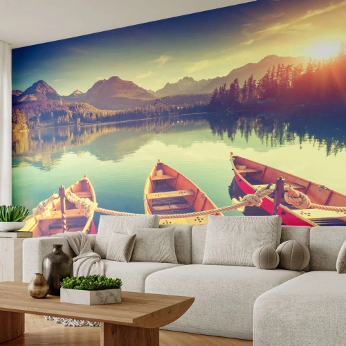 Photo Wallpaper Premium Sand - Following Her Rules - Landscape, Mountains, Lake - 300x210 cm