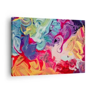 Canvas picture - An abstract composition with vibrant, swirling colors and a dynamic structure. - 70x50cm - Birth of Colours - Modern wall decoration for the living room and bedroom ARTTOR