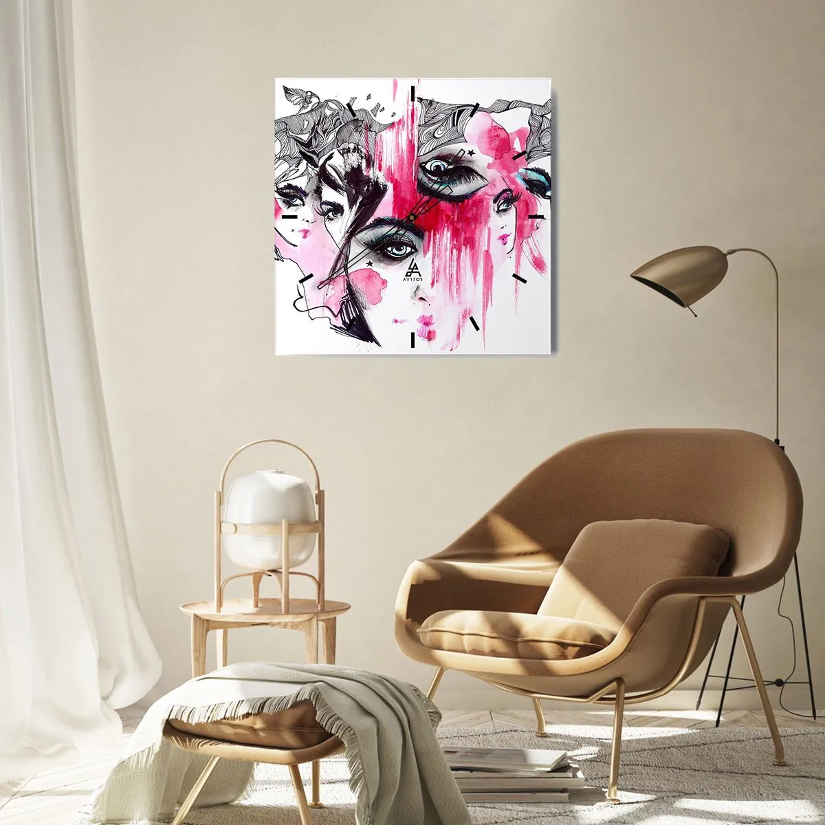 Wall clock - Clock on glass - . - 30x30 cm