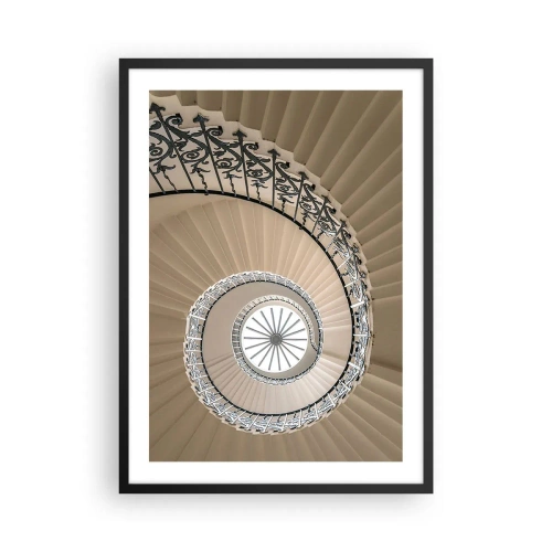 Poster in black frame - Photograph of a spiral staircase with a decorative balustrade - 50x70cm - Inside the Shell - Modern wall decoration for the living room and bedroom ARTTOR
