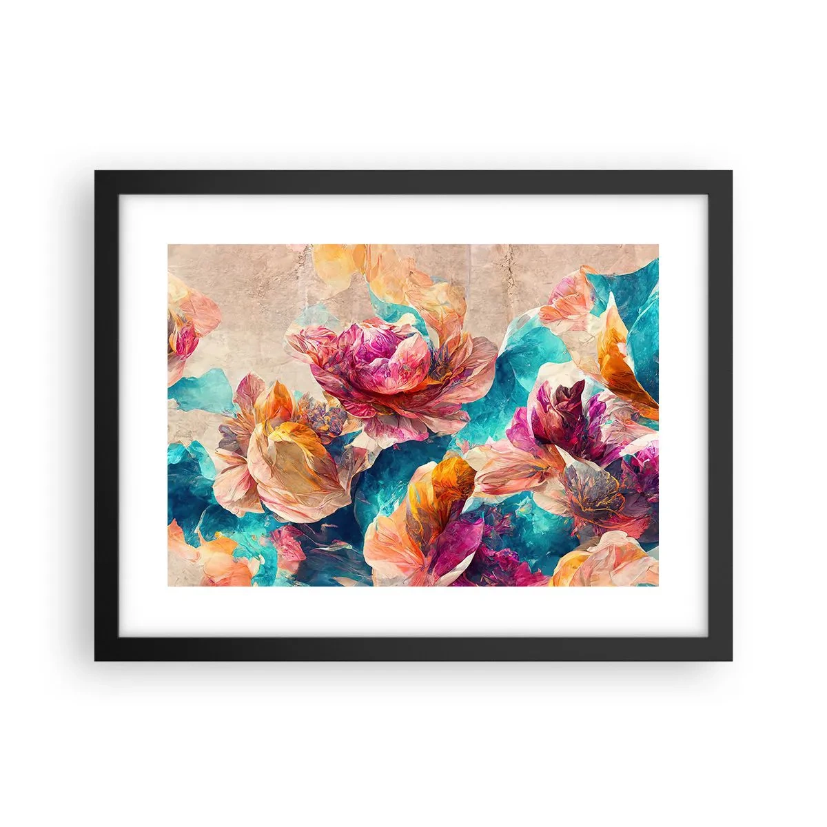 Poster in black frame - Colourful Splendour of a Bouquet - 40x30 cm