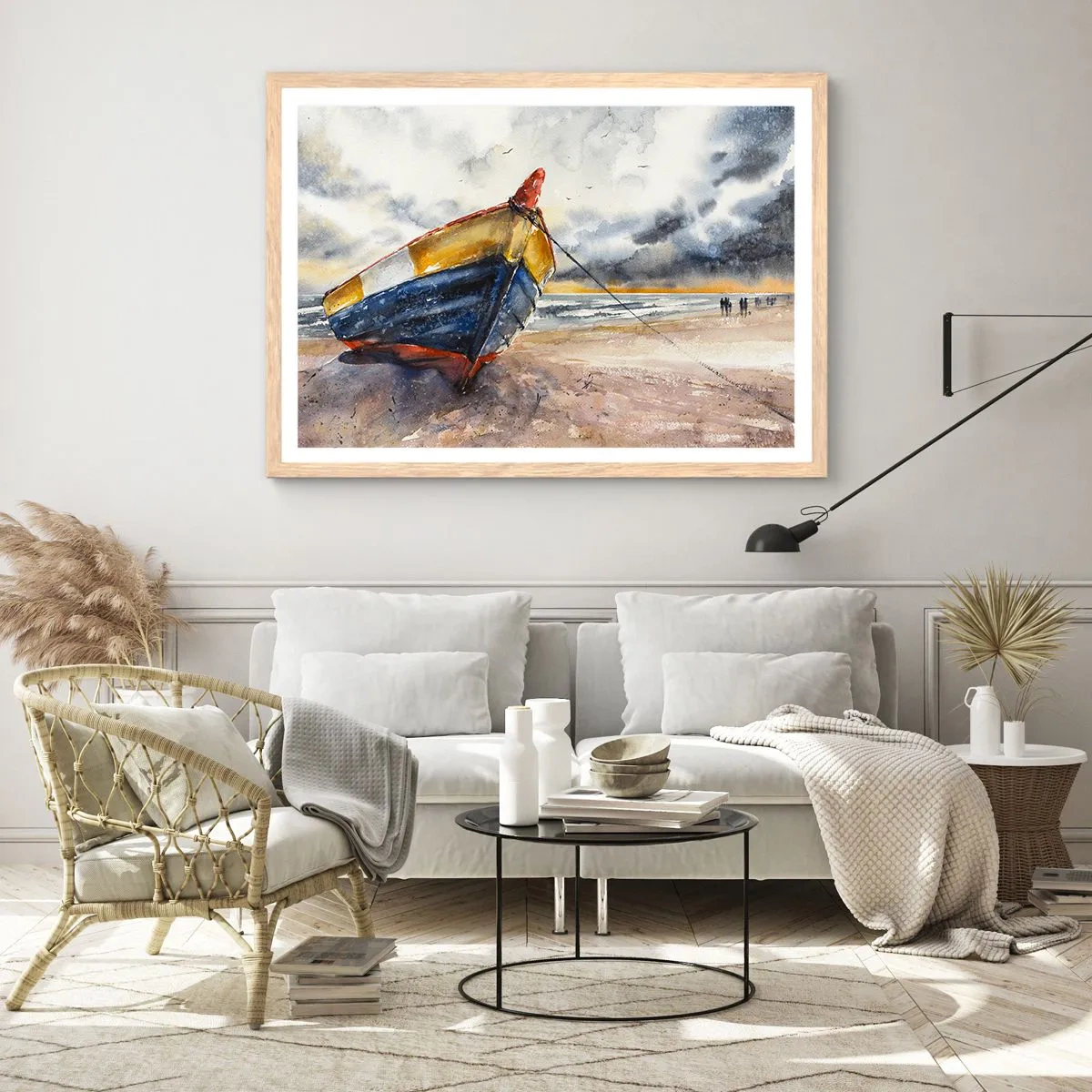 Poster in light oak frame - Rest On the Shore - 40x30 cm