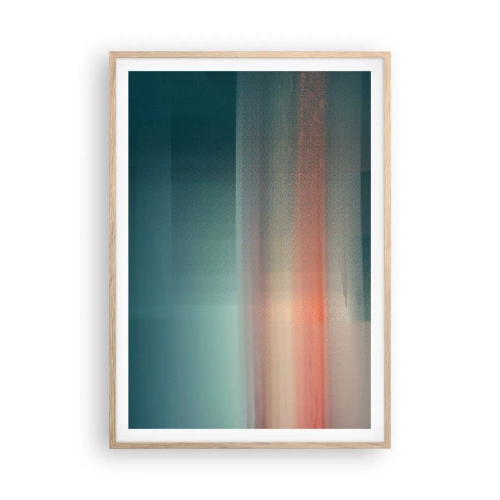 Poster in light oak frame - Abstract: Light Waves - 70x100 cm