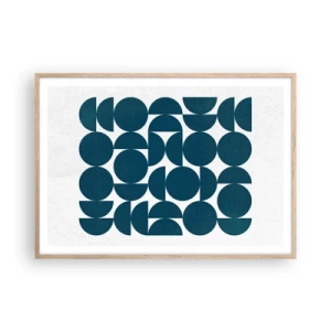 Poster in light oak frame - Circles and Semicircles - 100x70 cm