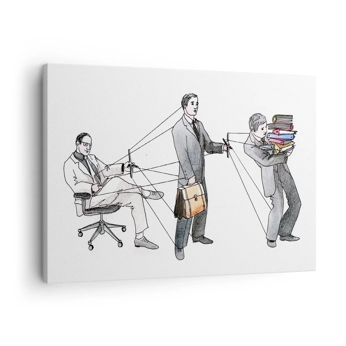 Canvas picture - An illustration showing people being controlled like puppets. - 70x50cm - Everyone Is Someone Else's Puppet - Modern wall decoration for the living room and bedroom ARTTOR