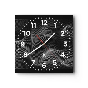Wall clock - Clock on glass - Dance of the Light in Space - 40x40 cm