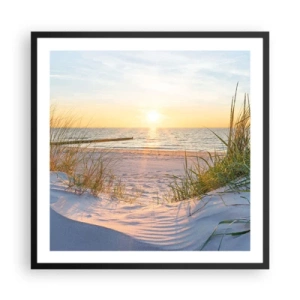 Poster in black frame - Sound of the Sea, Singing of the Birds, Wild Beach among Grass - 60x60 cm