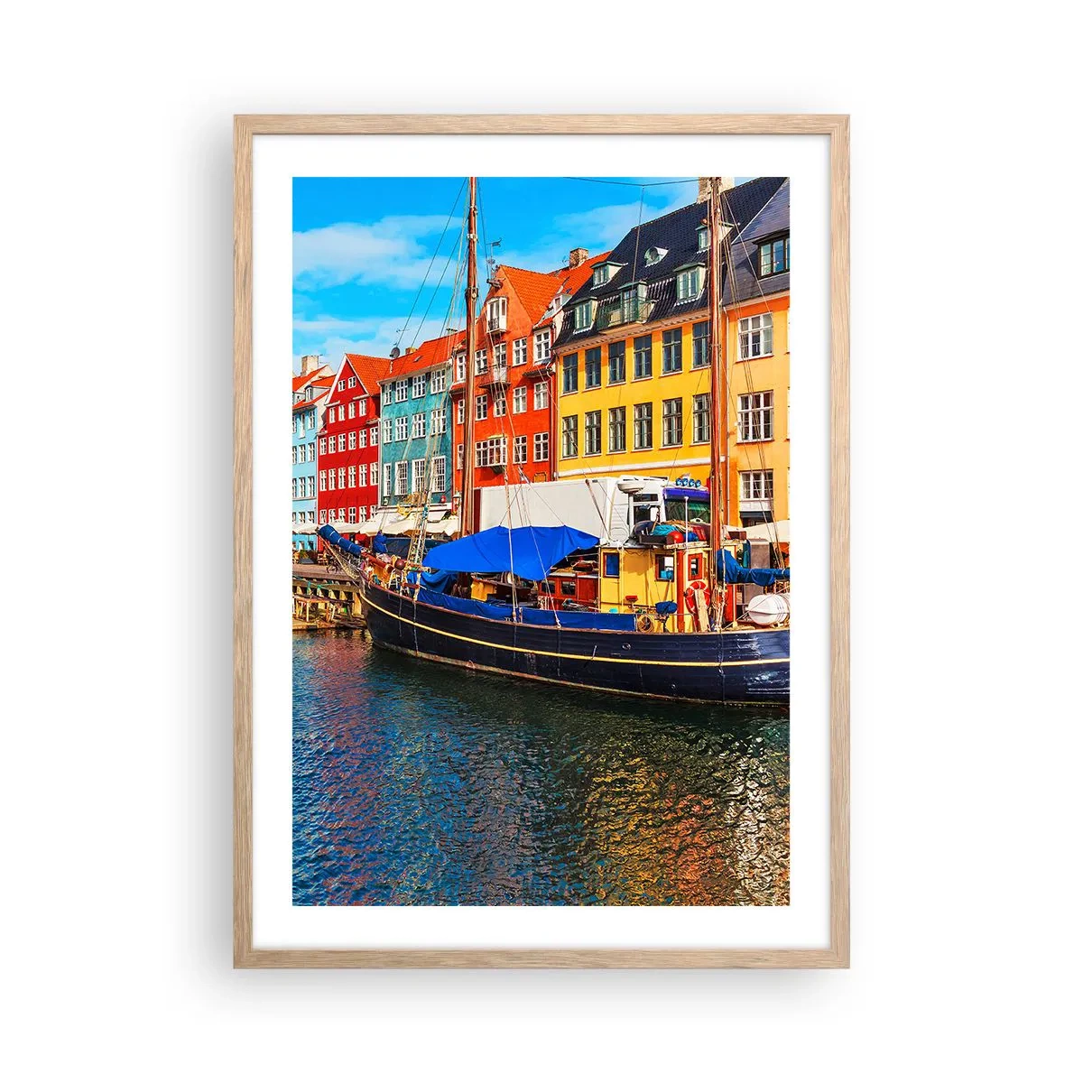 Poster in light oak frame - Joyful Coast - 50x70 cm