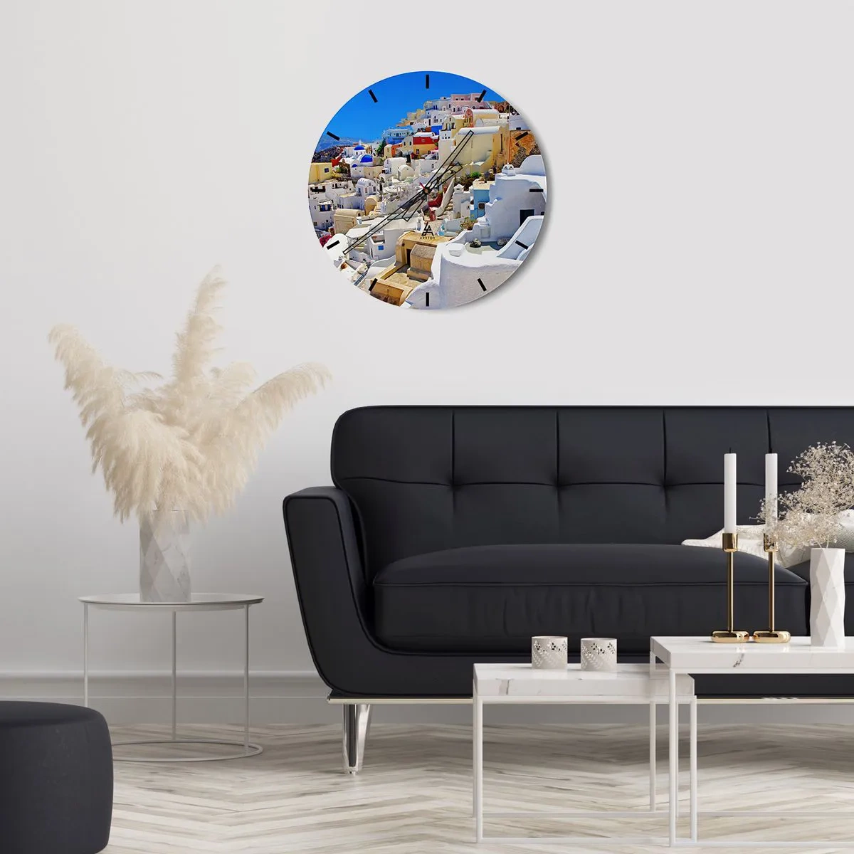 Wall clock - Clock on glass - Draming of a Greek Summer - 30x30 cm