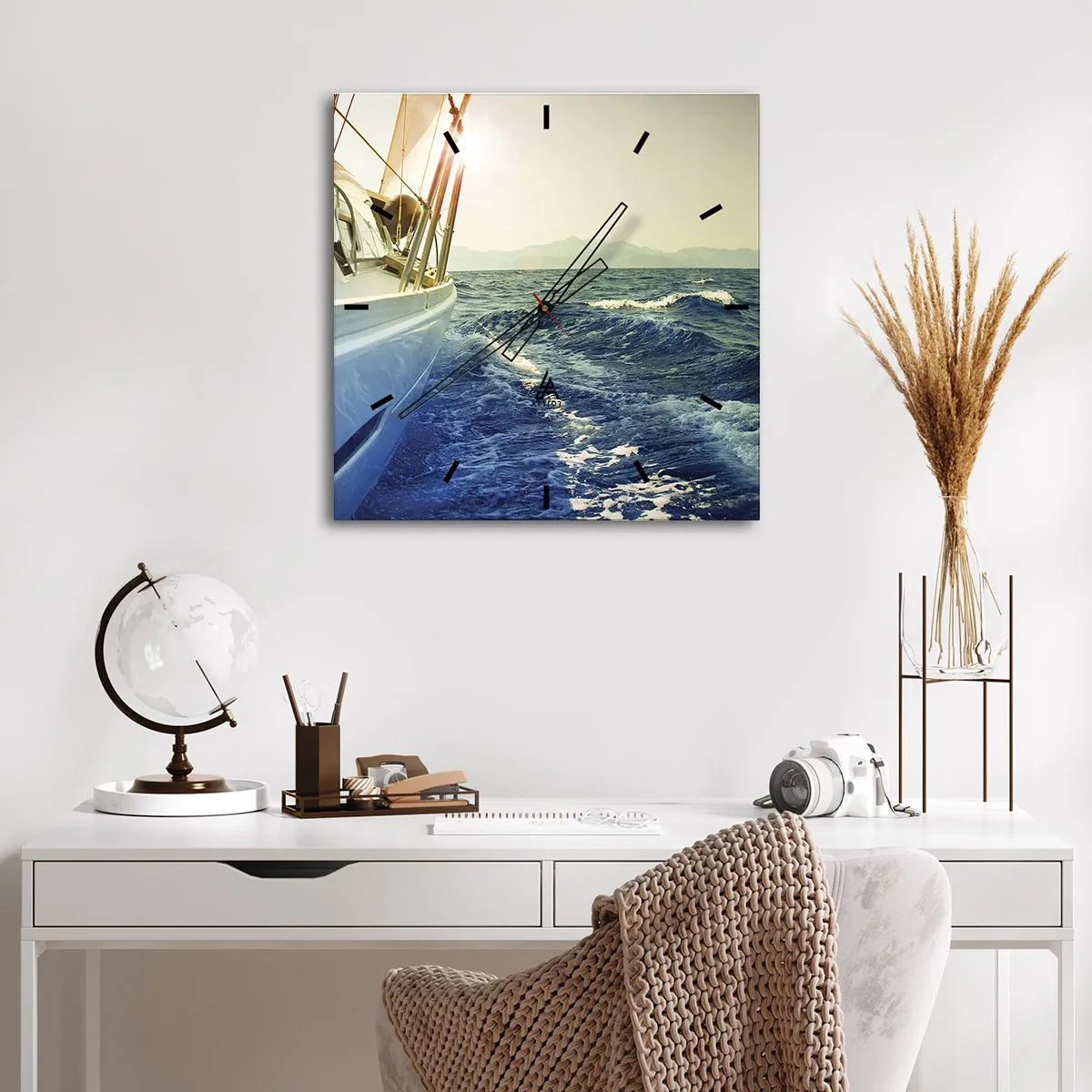 Wall clock - Clock on glass - In Search of Adventure - 30x30 cm