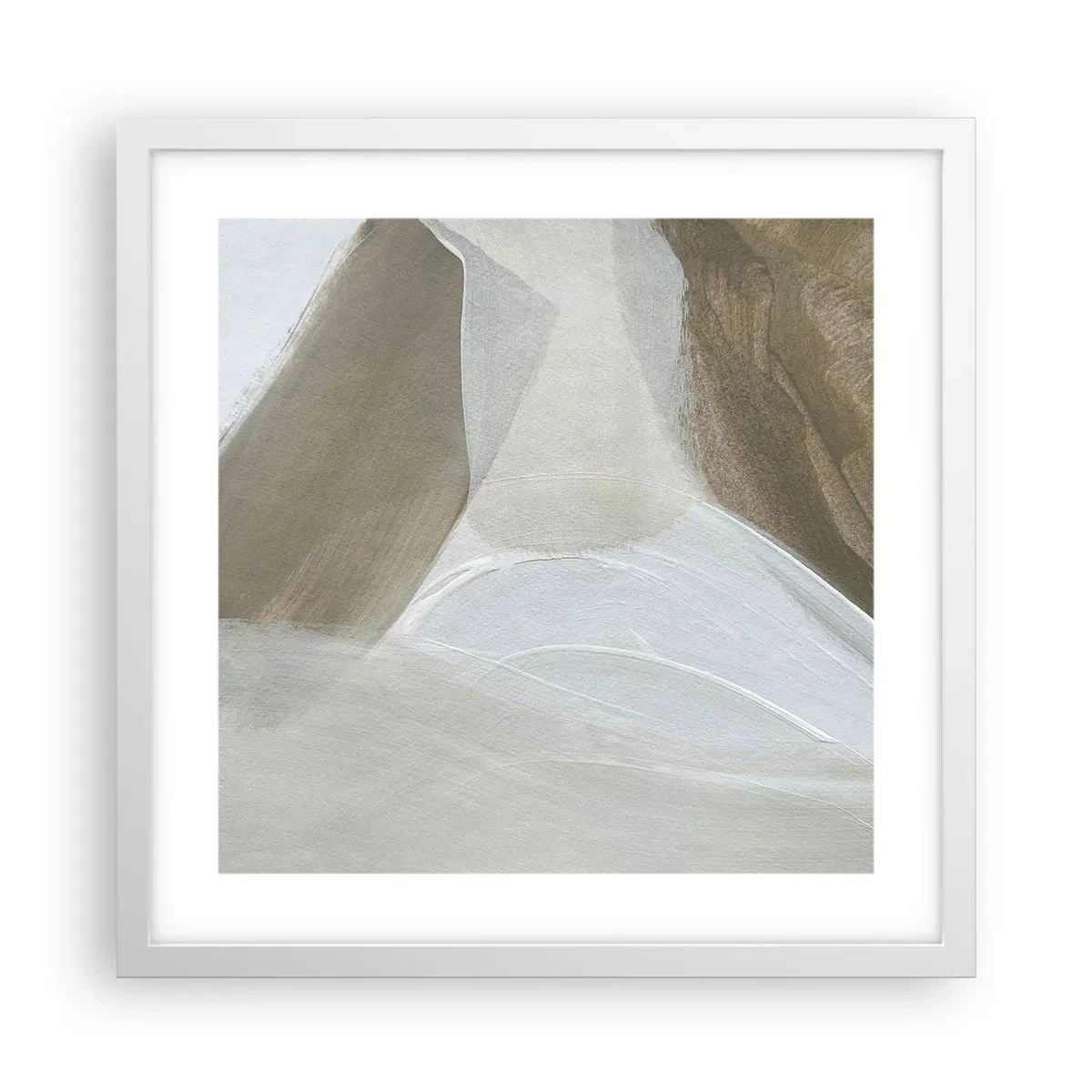 Poster in white frmae - Waves of White - 40x40 cm