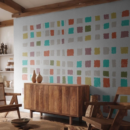 Photo Wallpaper Standard Eco - Unknown Game - Pastel, Squares, Minimalism - 150x105 cm