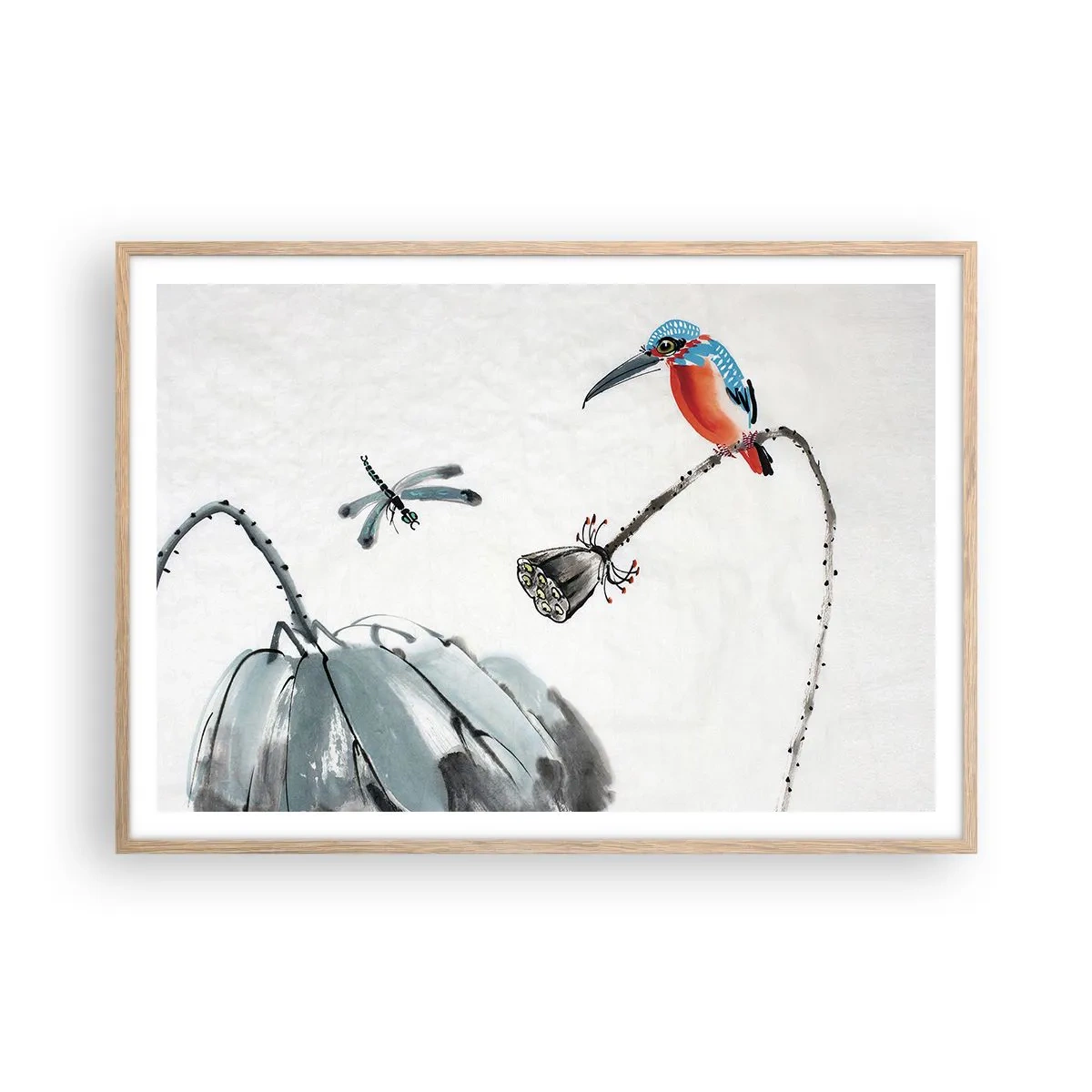 Poster in light oak frame - Life of a Meadow - 100x70 cm