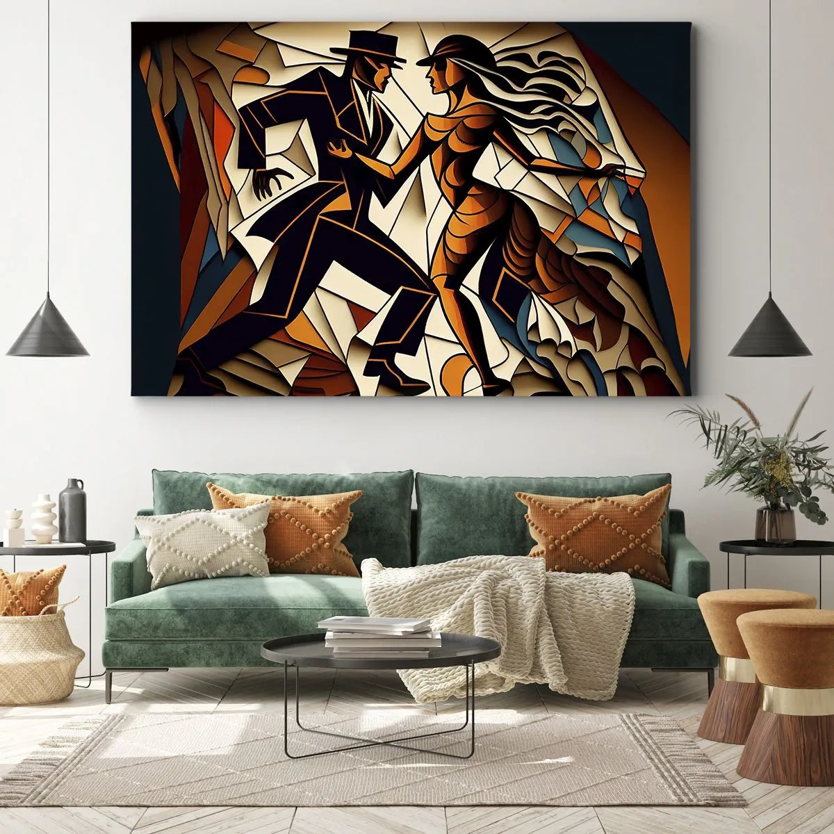 Canvas picture - dynamic couple dancing in an abstract form. - 70x50cm - Dance of Passion  - Modern wall decoration for the living room and bedroom ARTTOR