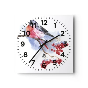 Wall clock - Clock on glass - Winter in Colour - 30x30 cm