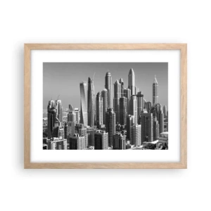 Poster in light oak frame - City over a Desert - 40x30 cm