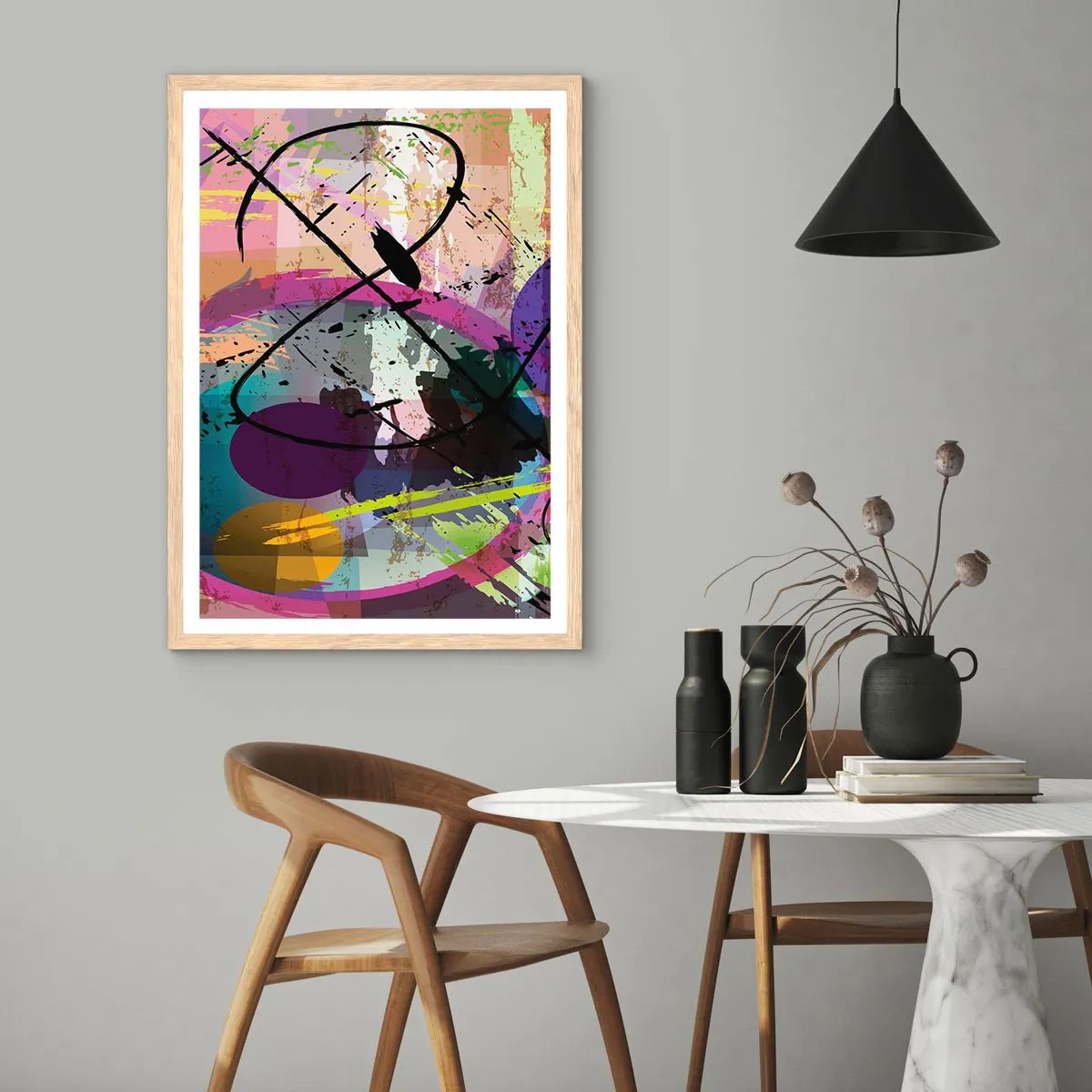 Poster in light oak frame - Straight Ahead or Around - 70x100 cm