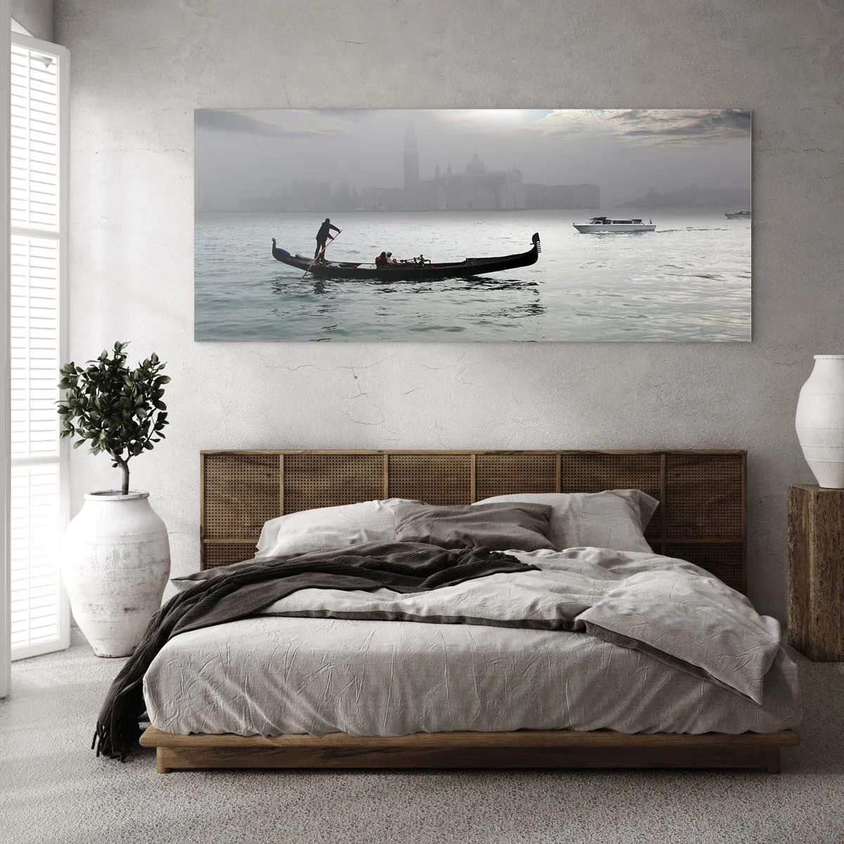 Glass picture - Fairytale City from Water and Fog - 90x30 cm