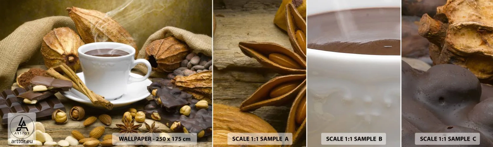 Photo Wallpaper Sample Self-Adhesive Deluxe Sticker - For Adventure Hunters - Gastronomy, Chocolate, Coffee - 100x30 cm