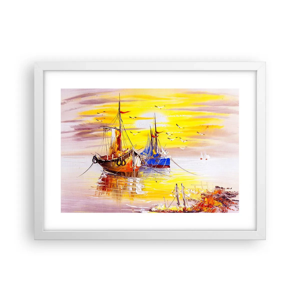 Poster in white frmae - Deserved Rest in Port - 40x30 cm