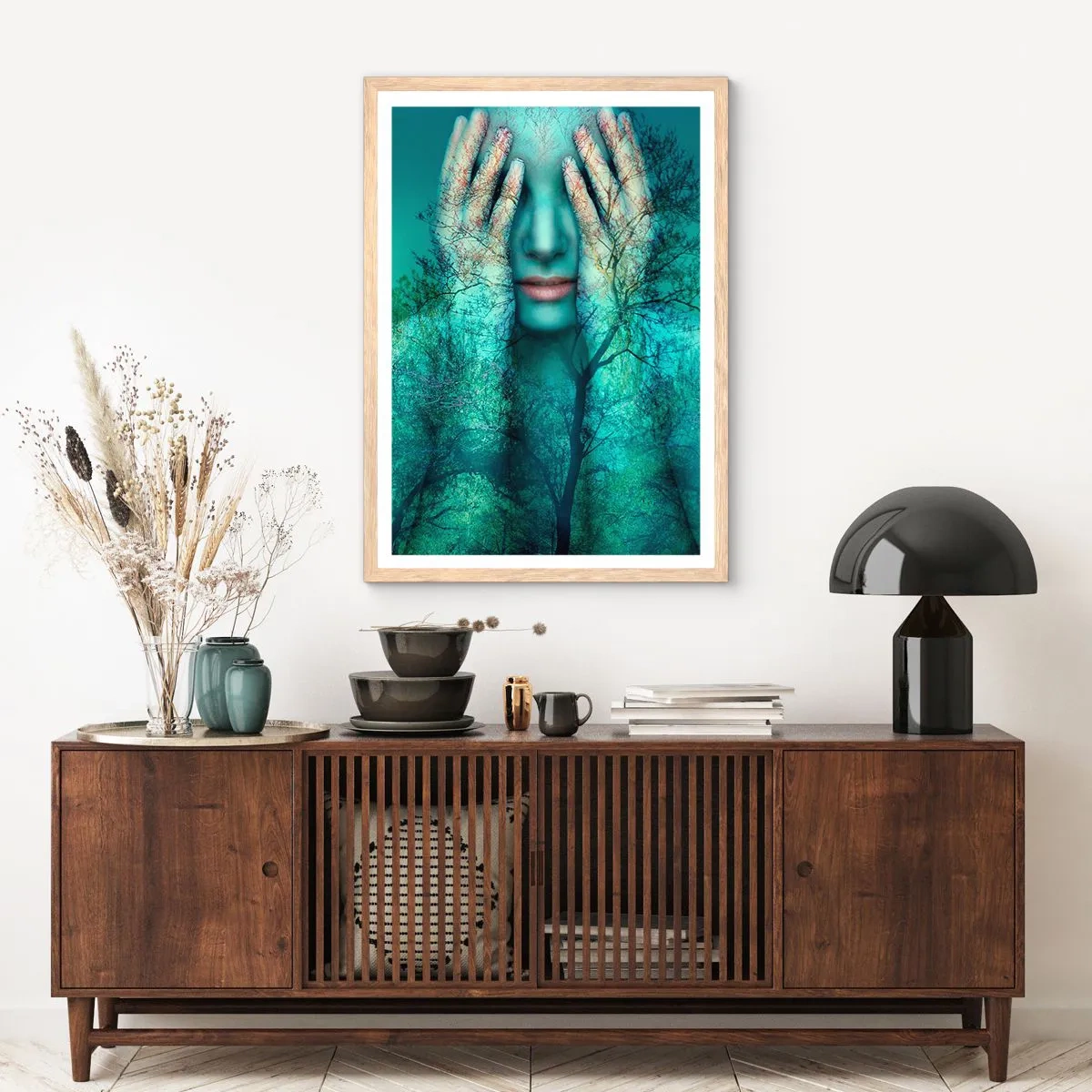 Poster in light oak frame - Submerged in Blue - 61x91 cm