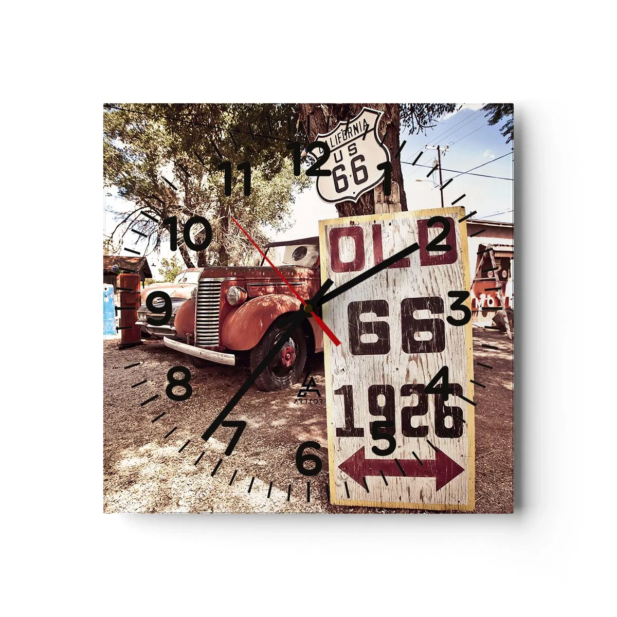 Wall clock - Clock on glass - Legend of an American Province - 30x30 cm