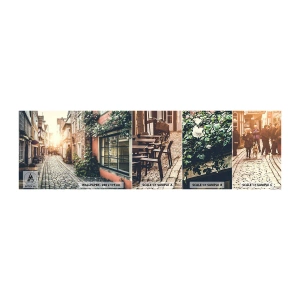 Photo Wallpaper Sample Self-Adhesive Deluxe Sticker - Rosy Alley in a Pink Glow - City, Netherlands, Architecture - 100x30 cm