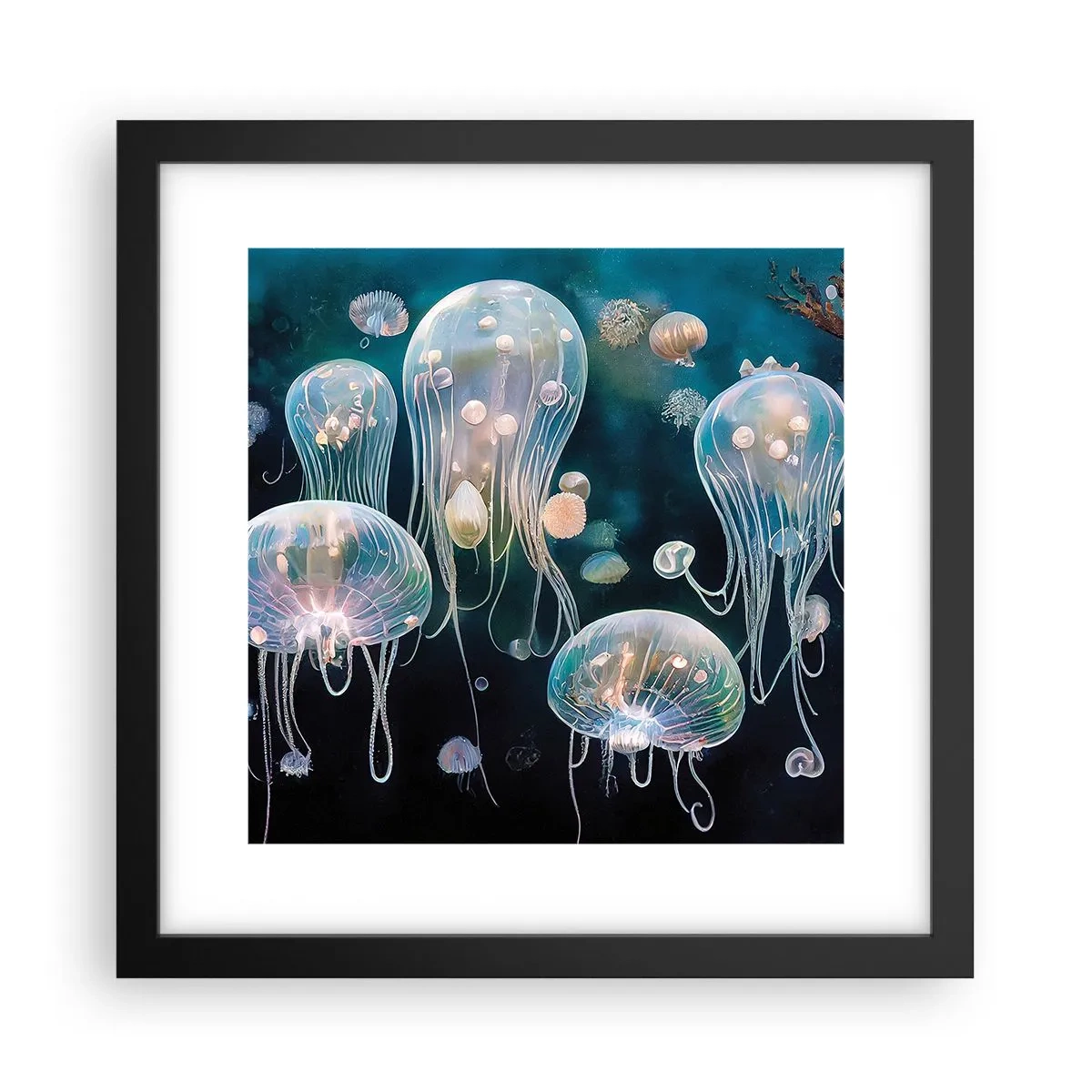 Poster in black frame - Underwater Ball - 30x30 cm