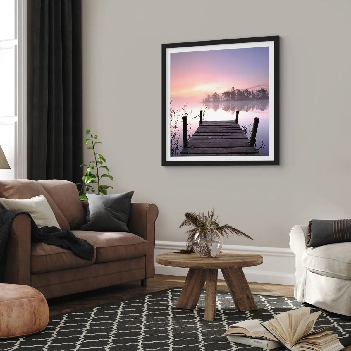 Poster in black frame - Out from a Lilac Fog… - 40x40 cm