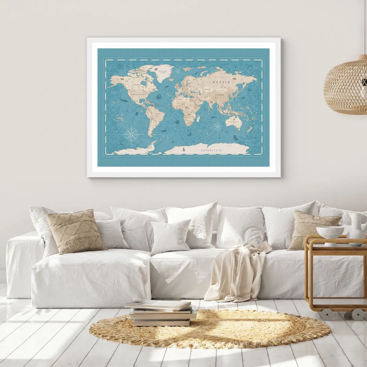 Poster in white frmae - World Within Your Fingertips - 100x70 cm